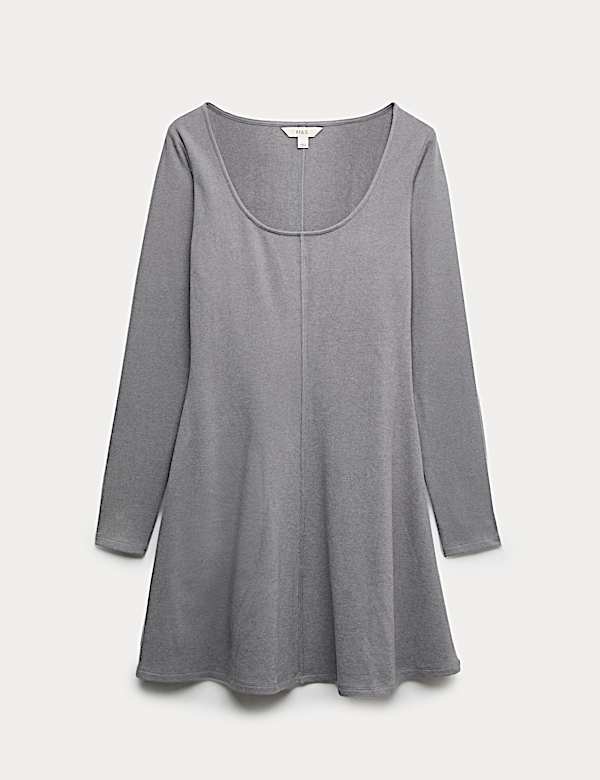 Jersey Cosy Scoop Neck Mini Skater Dress - FR