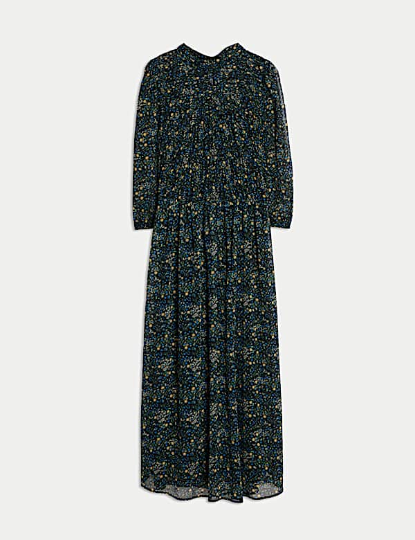 Ditsy Floral Ruched Midaxi Waisted Dress - ES