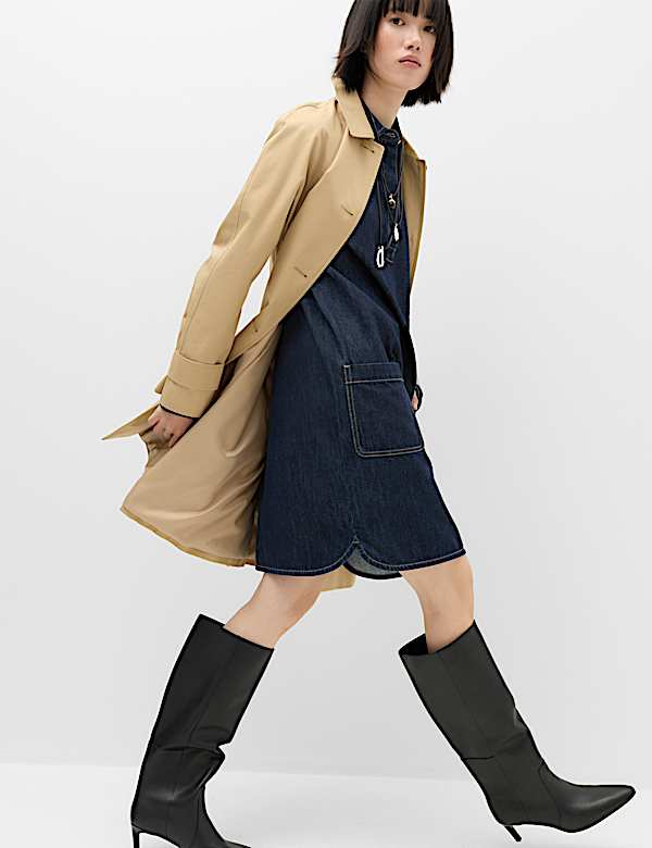 Denim Mini Shirt Dress - CH