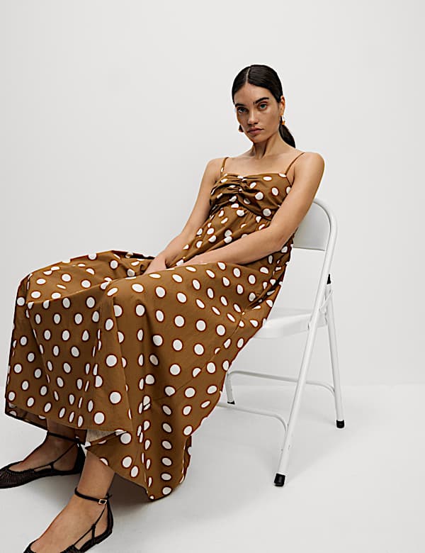 Pure Cotton Polka Dot Midaxi Cami Dress