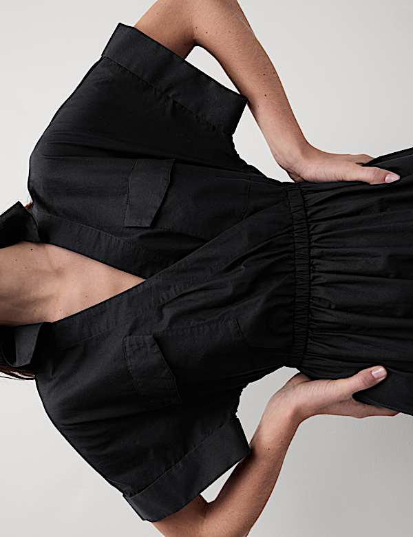 Pure Cotton V-Neck Midaxi Tiered Shirt Dress