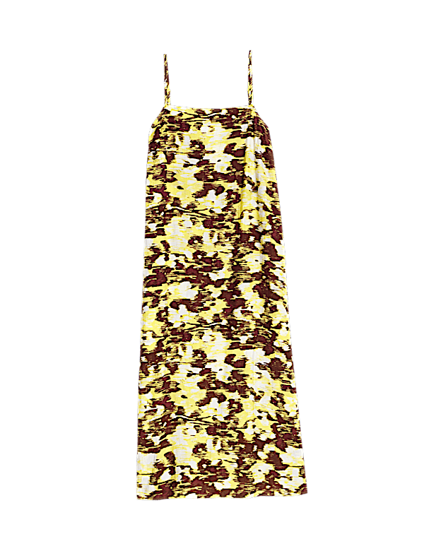 Floral Square Neck Strappy Midi Cami Dress