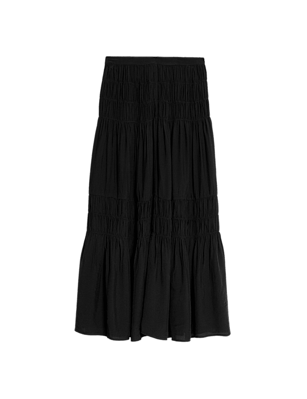 Shirred Midaxi Tiered Skirt