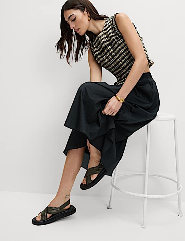 Textured Midi Circle Skirt - FR