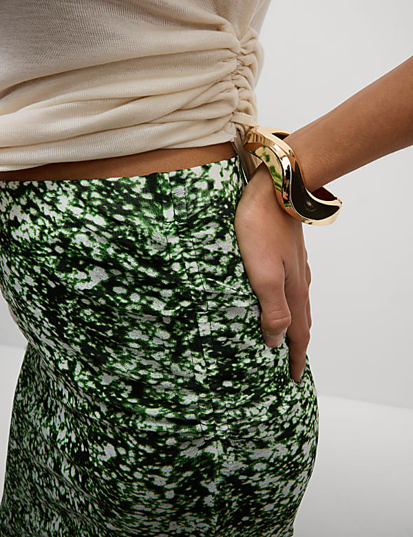 Jersey Printed Midi A-Line Skirt - US