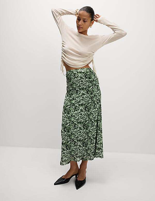 Jersey Printed Midi A-Line Skirt - US