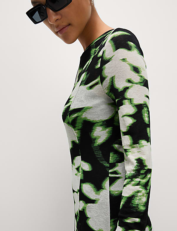 Mesh Jersey Floral Midi Column Dress - AT