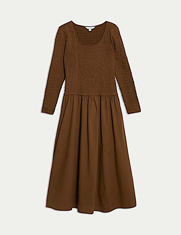 Pure Cotton Midi Drop Waist Dress - RO