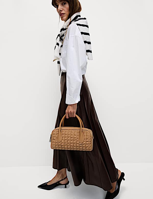 Leather Look Pleated Midaxi A-Line Skirt - JO