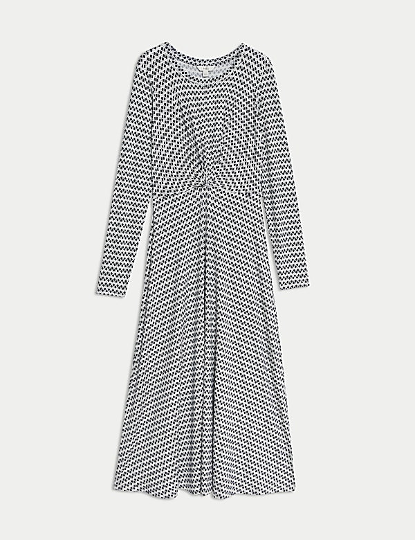 Jersey Round Neck Twist Front Midi Column Dress - SE