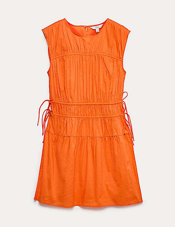 Pure Cotton Tie Detail Mini Waisted Dress