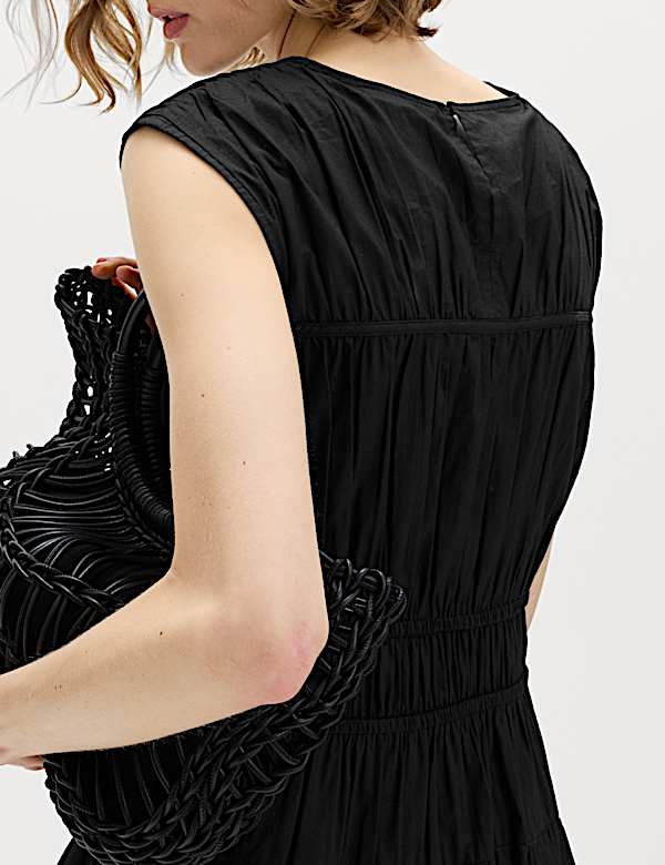 Pure Cotton Tie Detail Mini Waisted Dress - CZ
