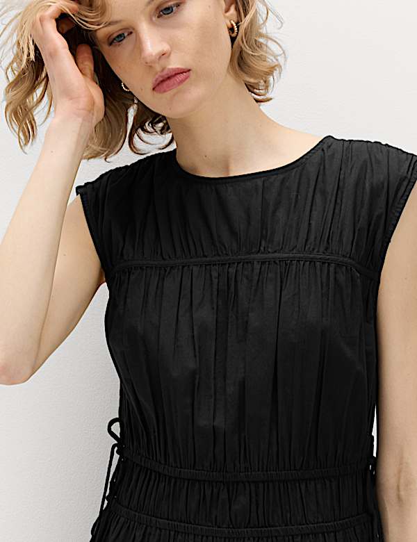 Pure Cotton Tie Detail Mini Waisted Dress - CZ