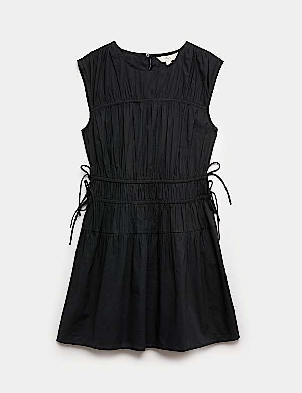 Pure Cotton Tie Detail Mini Waisted Dress - CZ