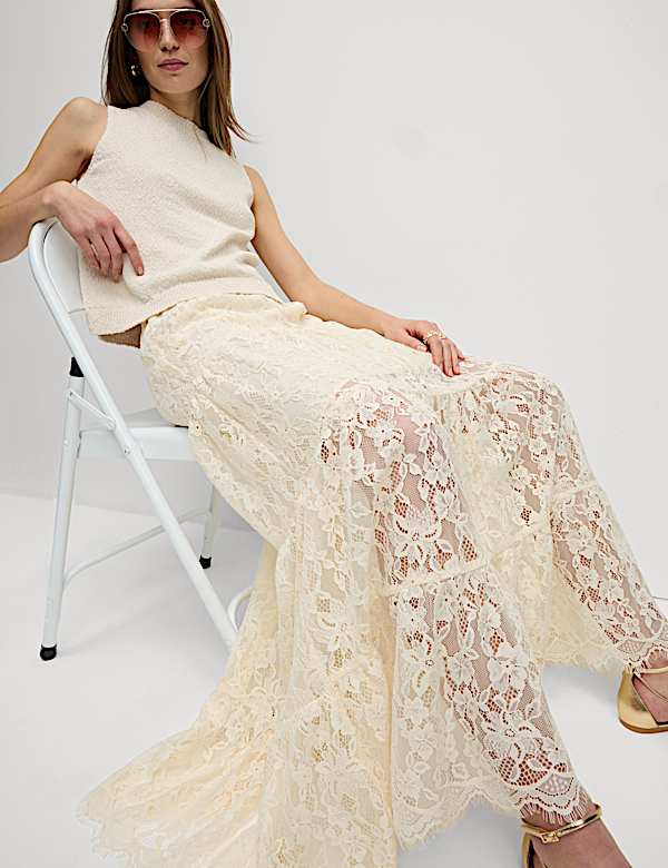 Lace Maxi Tiered Skirt