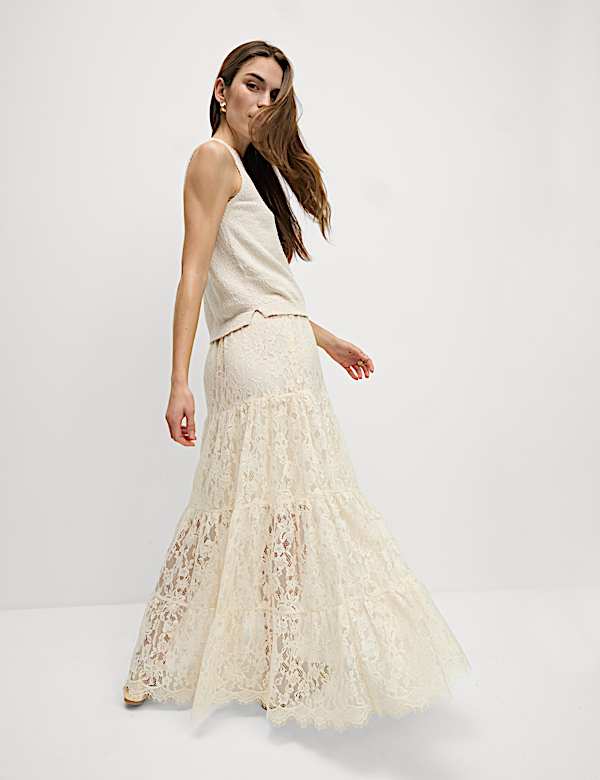 Lace Maxi Tiered Skirt