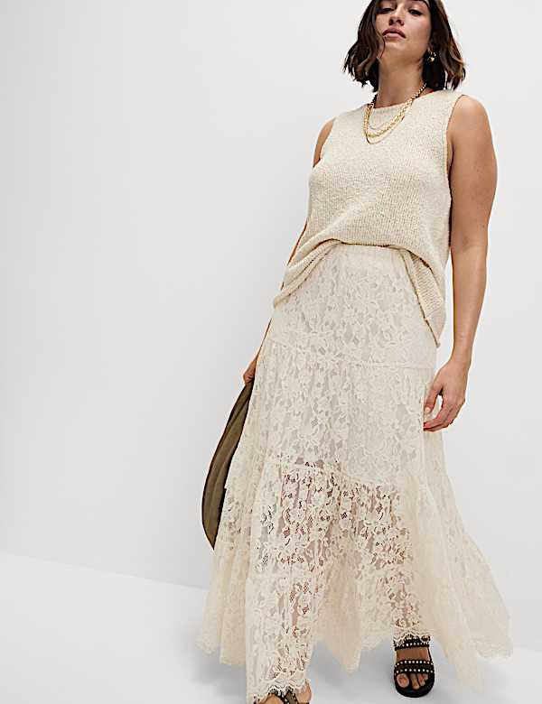 Lace Maxi Tiered Skirt