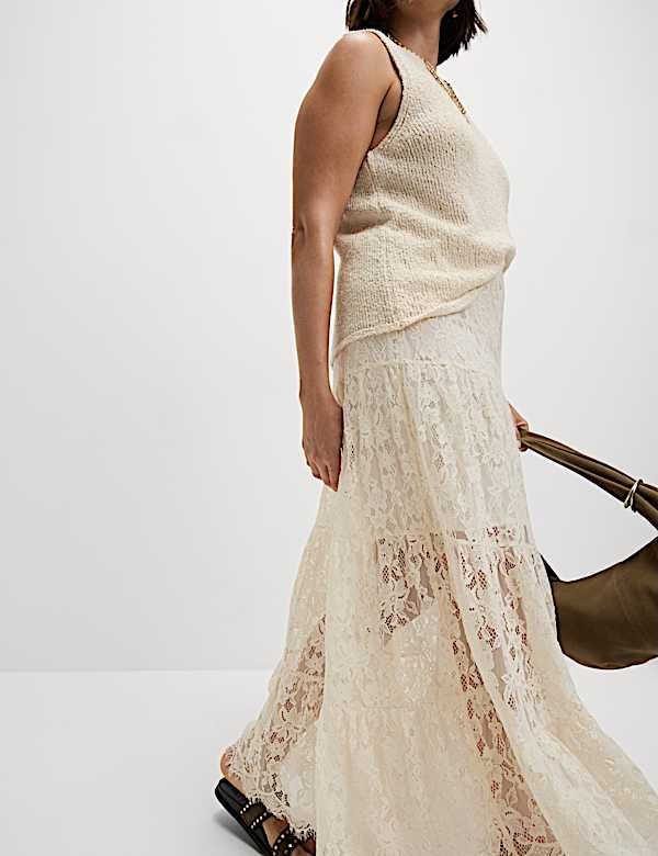 Lace Maxi Tiered Skirt