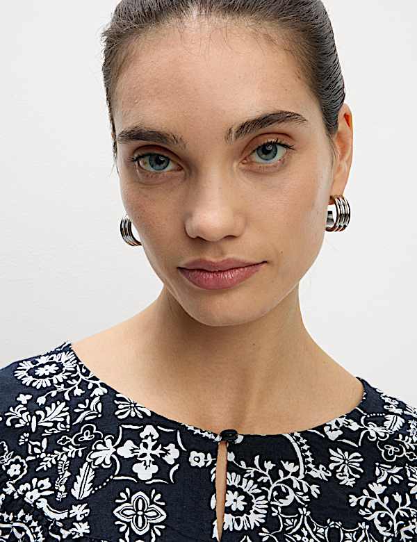 Cotton Rich Printed Mini Swing Dress