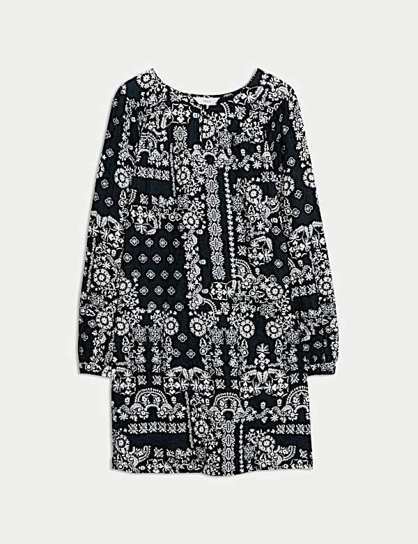 Cotton Rich Printed Mini Swing Dress