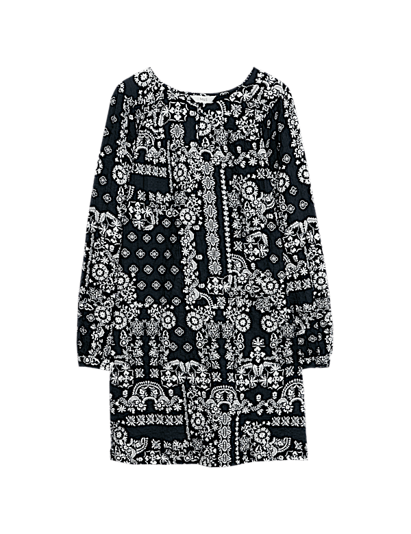 Cotton Rich Printed Mini Swing Dress