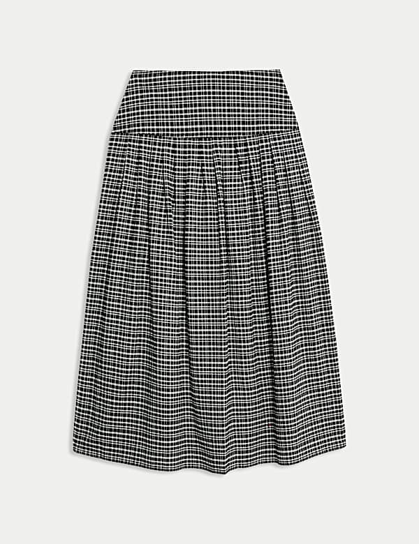 Jupe évasée midaxi plissée à carreaux - LU
