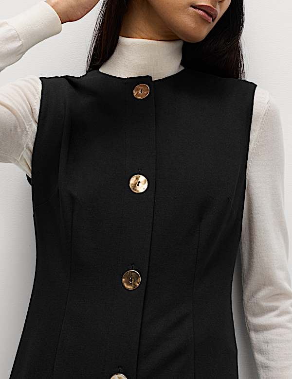 Button Detail Mini Shift Dress