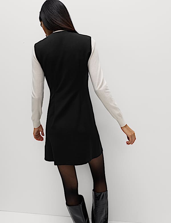 Button Detail Mini Shift Dress