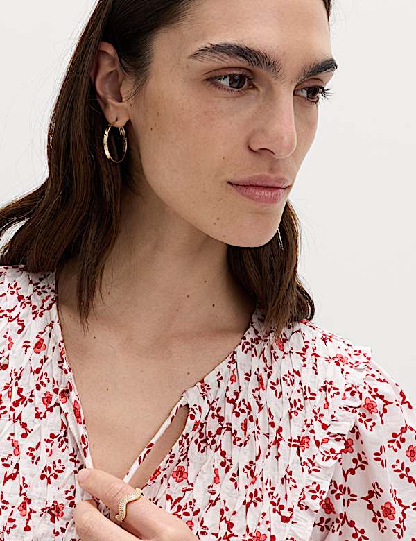 Cotton Rich Printed Mini Waisted Dress - AT