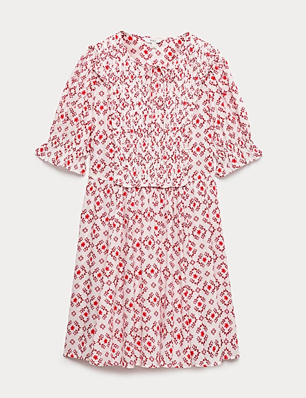 Cotton Rich Printed Mini Waisted Dress - AT