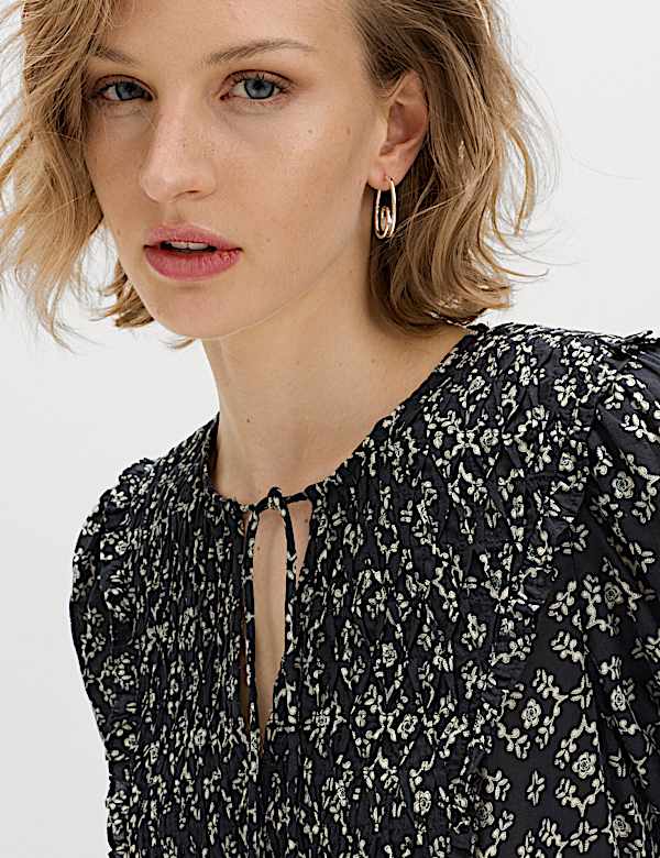 Cotton Rich Printed Mini Waisted Dress - AU