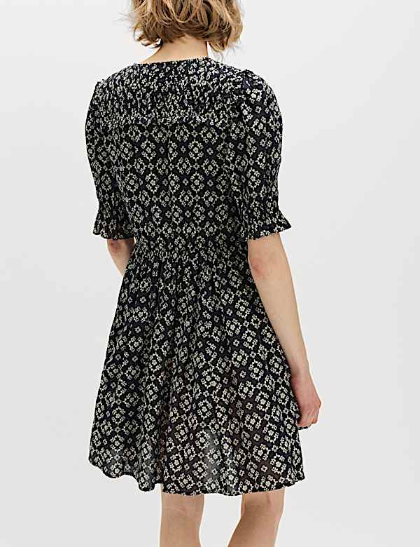 Cotton Rich Printed Mini Waisted Dress - AU