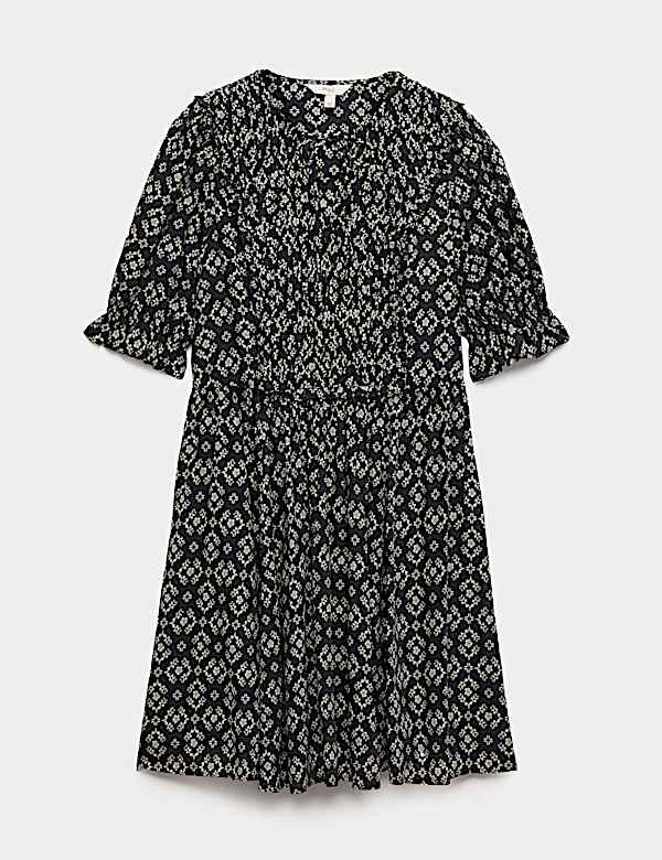 Cotton Rich Printed Mini Waisted Dress - AU