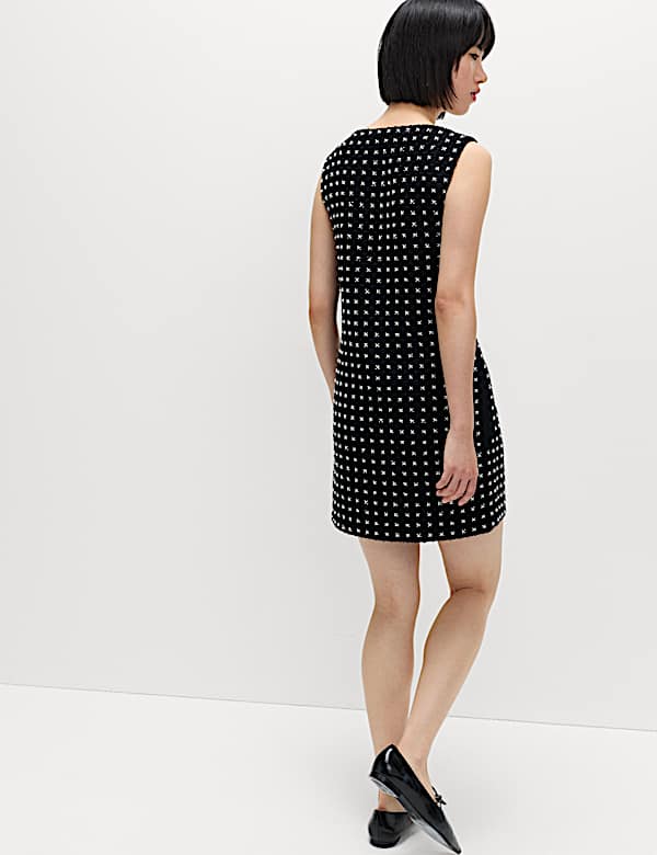 Embellished Mini Shift Dress