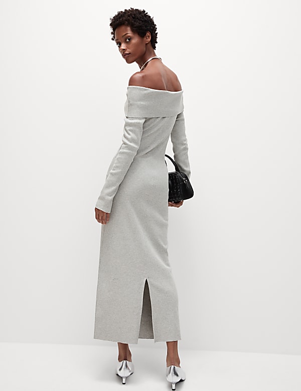 Jersey Ribbed Bandeau Midi Dress - NO