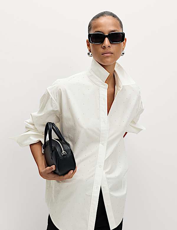 Pure Cotton Oversized Embellished Shirt - UA