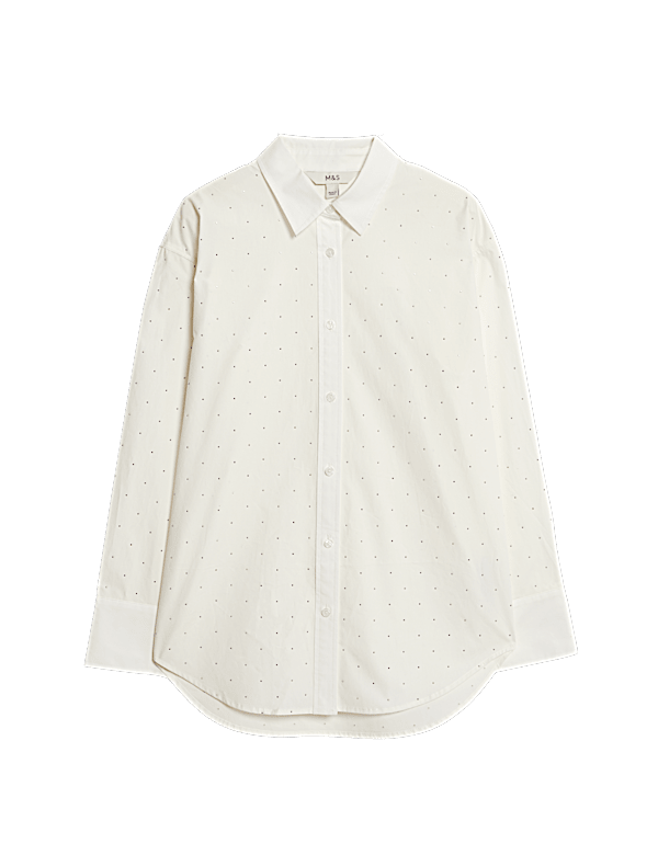 Pure Cotton Oversized Embellished Shirt