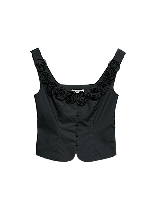 Pure Cotton Flower Detail Corset Top