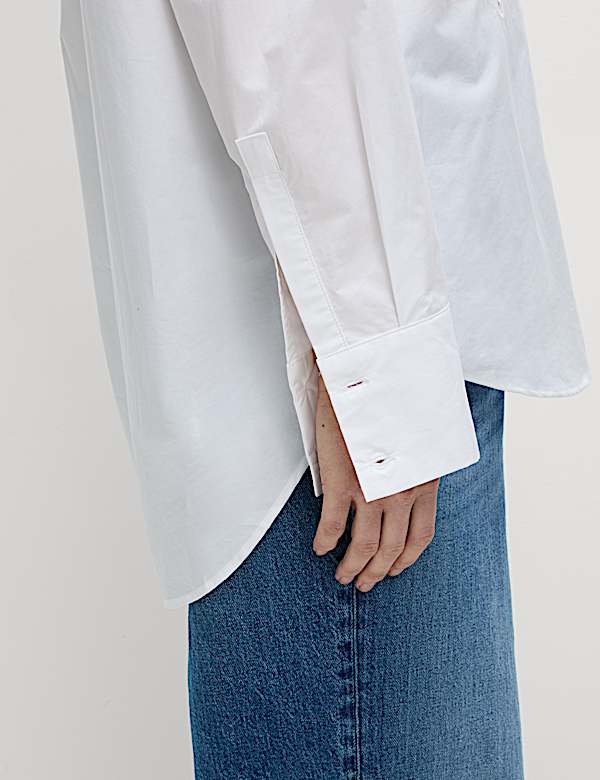 Pure Cotton Broderie Collared Shirt