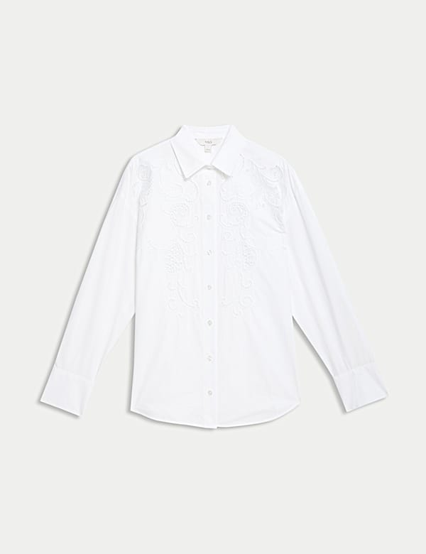 Pure Cotton Broderie Collared Shirt - PT