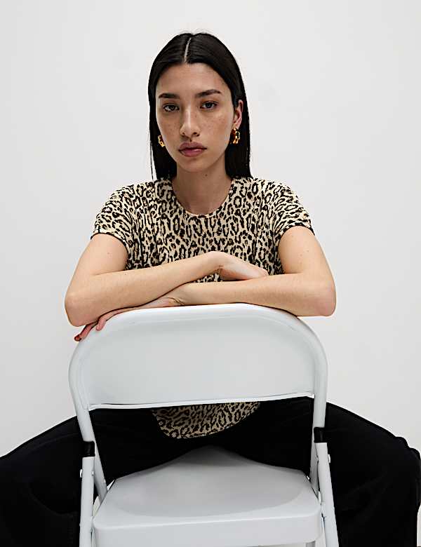Animal Print Plisse Top - AT