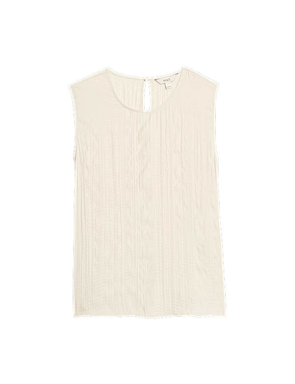 Plisse Round Neck Top