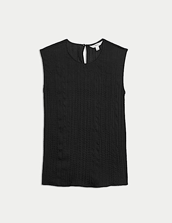 Plisse Round Neck Top - GR