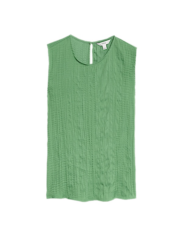 Plisse Round Neck Top