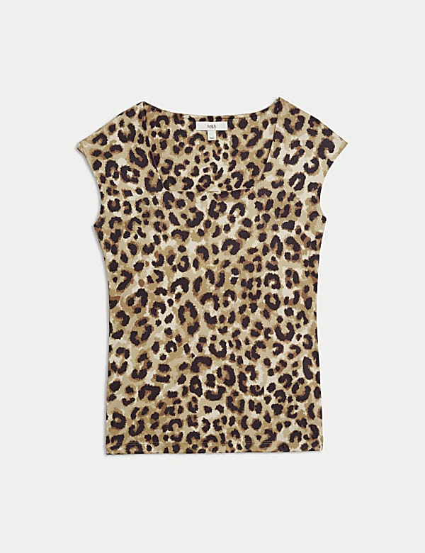 Animal Print Square Neck Top - US