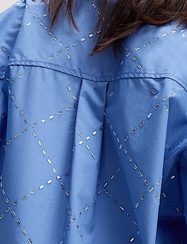 Pure Cotton Embellished Collared Shirt