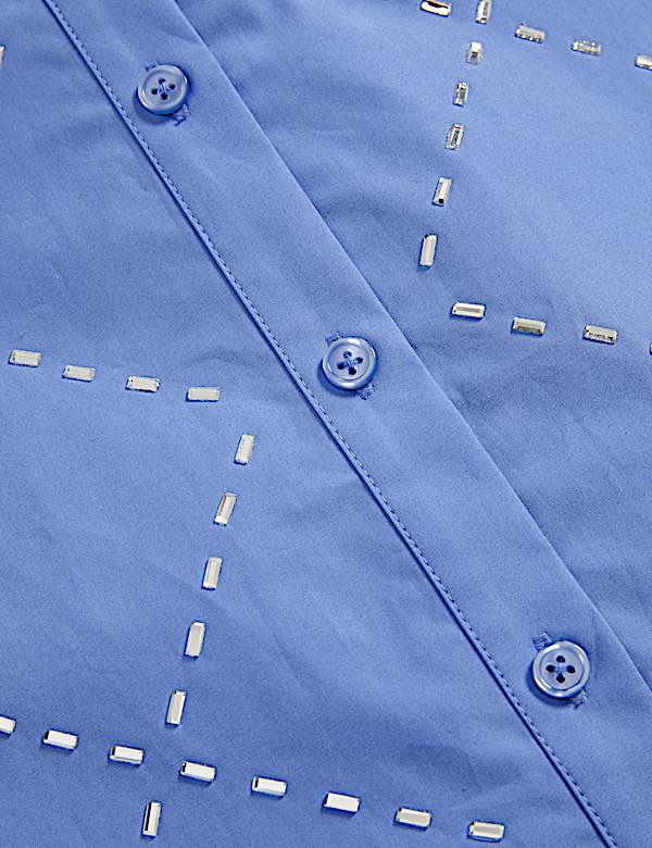Pure Cotton Embellished Collared Shirt