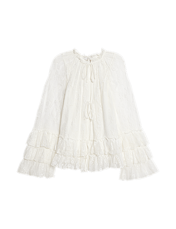 Lace Tie Front Detail Blouse