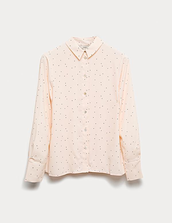 Kemeja Kancing Penuh dengan Kerah Bermotif - ID