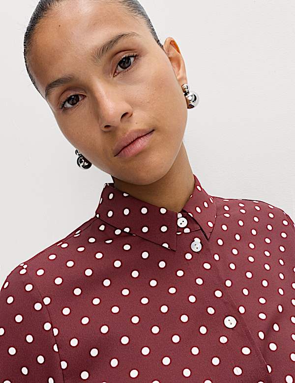 Printed Collared Button Through Shirt
